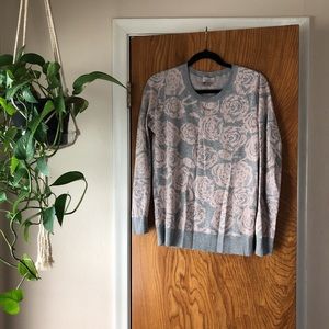 Gray and Pink Rose Sweater